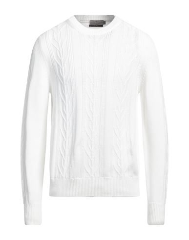 Canali Man Sweater White Size 46 Cotton In White