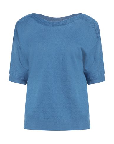 Shop Le Tricot Perugia Woman Sweater Azure Size S Linen, Cotton In Blue