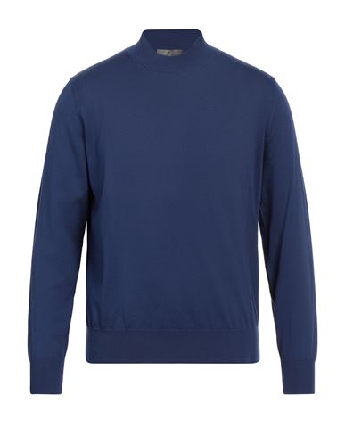 Canali Exclusive Man Turtleneck Blue Size 48 Cotton In Blue
