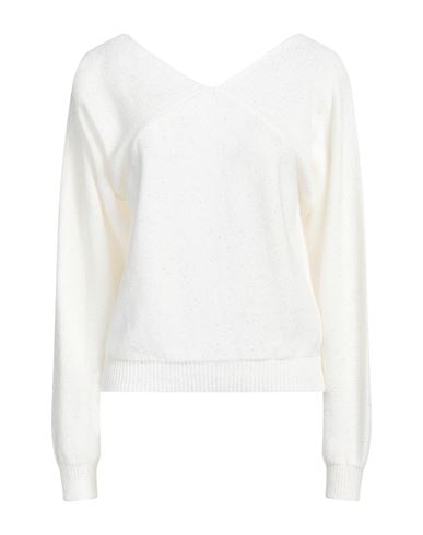 FABIANA FILIPPI FABIANA FILIPPI WOMAN SWEATER CREAM SIZE 8 COTTON, LINEN, POLYESTER 