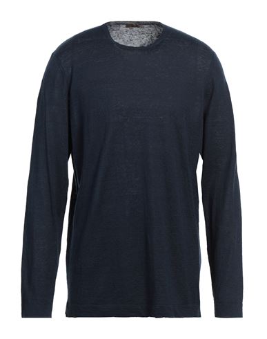Stile Latino Man Sweater Navy Size 46 Linen, Cashmere, Silk In Navy