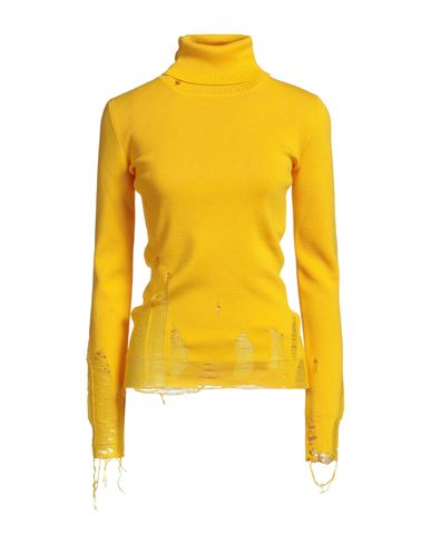 Mm6 Maison Margiela Woman Turtleneck Yellow Size L Acrylic, Virgin Wool In Yellow