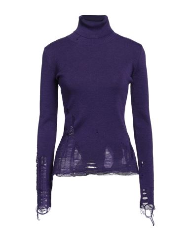 Shop Mm6 Maison Margiela Woman Turtleneck Purple Size L Acrylic, Virgin Wool