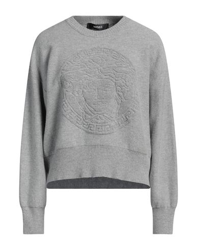 Versace Woman Sweater Grey Size 6 Virgin Wool, Cashmere In Grey