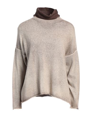 Alessandro Aste Woman Turtleneck Beige Size M Merino Wool, Cashmere In Beige
