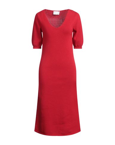 Daniele Fiesoli Collezione N_01 Woman Midi Dress Red Size L Wool, Cashmere In Red