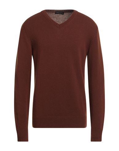Roberto Collina Man Sweater Chocolate Brown Size 38 Merino Wool, Cashmere In Brown