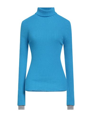 Pinko Woman Turtleneck Azure Size S Wool, Cashmere In Blue