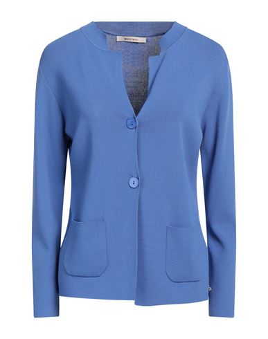 White Wise Woman Cardigan Slate Blue Size L Viscose, Nylon