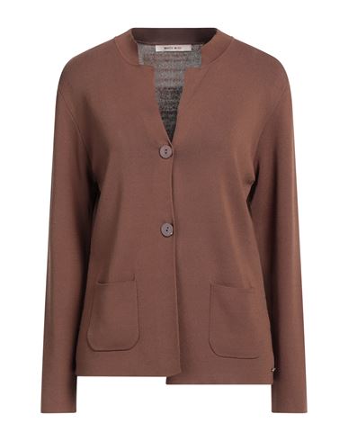 White Wise Woman Cardigan Light Brown Size L Viscose, Nylon In Beige