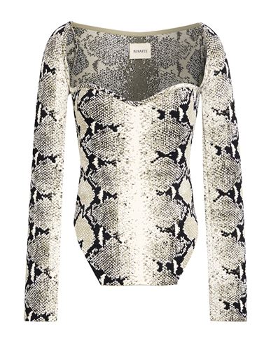 Khaite Maddy Snake-effect Jacquard-knit Bodysuit In Sage Green