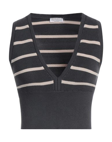 Brunello Cucinelli Woman Top Lead Size Xxl Cotton In Grey