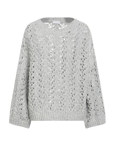 Brunello Cucinelli Woman Sweater Grey Size Xxl Wool, Polyamide In Gray
