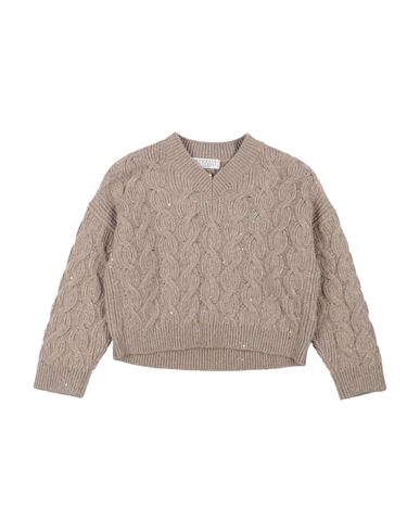 Brunello Cucinelli Cashmere Toddler Girl Sweater Khaki Size 4 Cashmere, Wool, Polyester, Polyamide In Beige
