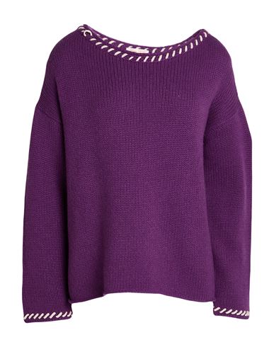 LANA D'ORO LANA D'ORO WOMAN SWEATER PURPLE SIZE S CASHMERE 