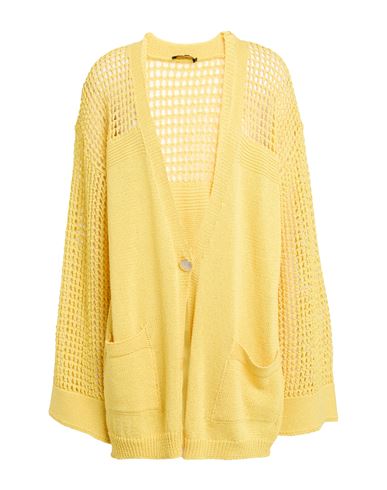 Liu •jo Woman Cardigan Yellow Size L Polyester, Cotton In Yellow