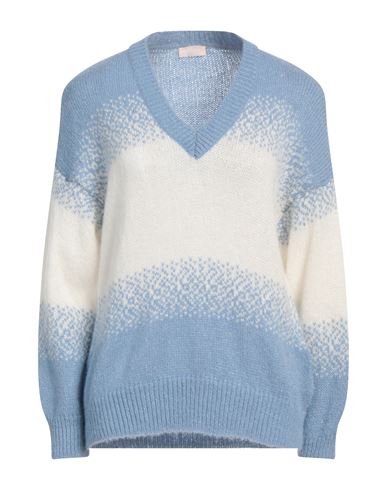 Liu •jo Woman Sweater Light Blue Size L Acrylic, Polyamide, Alpaca Wool, Metallic Polyester In Blue