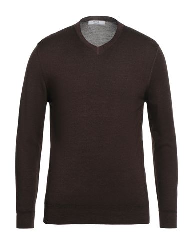 +39 Masq Man Sweater Chocolate Brown Size 40 Merino Wool In Brown