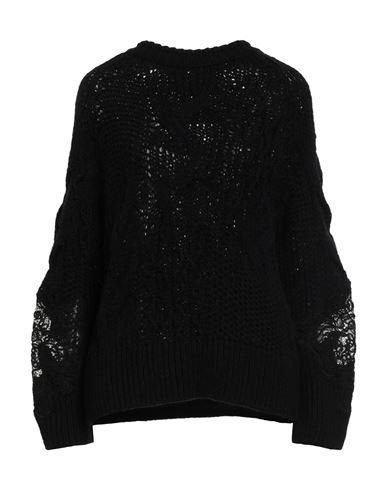 Ermanno Scervino Woman Sweater Black Size 8 Virgin Wool, Acrylic, Cotton, Polyester, Polyamide In Black