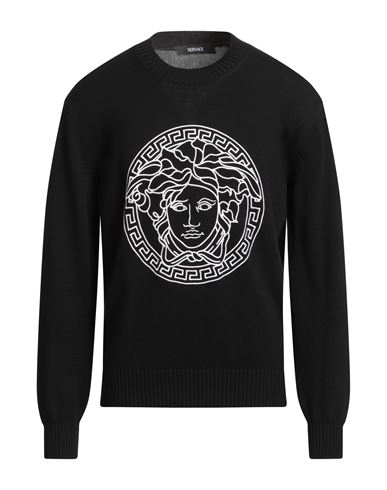 Versace Man Sweater Black Size 46 Cotton, Viscose, Polyester