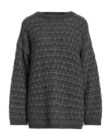 Gran Sasso Woman Sweater Lead Size M Alpaca Wool, Wool, Cashmere, Polyamide, Metallic Fiber