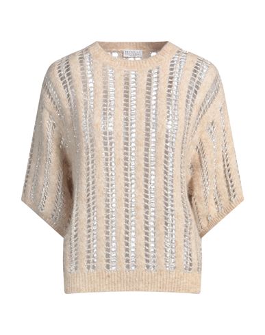 Brunello Cucinelli Woman Sweater Beige Size M Wool, Mohair Wool In Nude