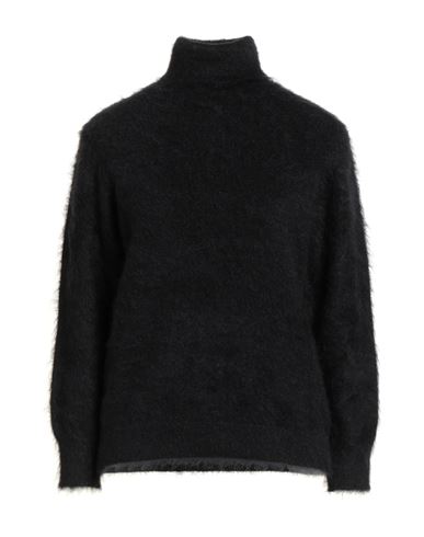 Alberta Ferretti Woman Turtleneck Black Size 8 Mohair Wool, Polyamide, Virgin Wool