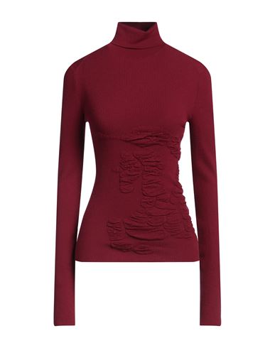 Burberry Woman Turtleneck Burgundy Size L Cashmere, Polyester In Red
