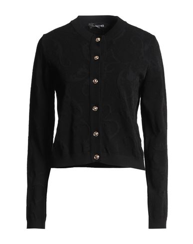 Versace Woman Cardigan Black Size 4 Viscose, Cotton, Polyester In Black