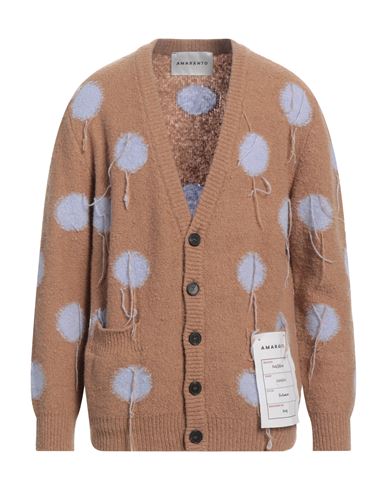 AMARANTO AMARANTO MAN CARDIGAN CAMEL SIZE XL WOOL, CASHMERE, NYLON 