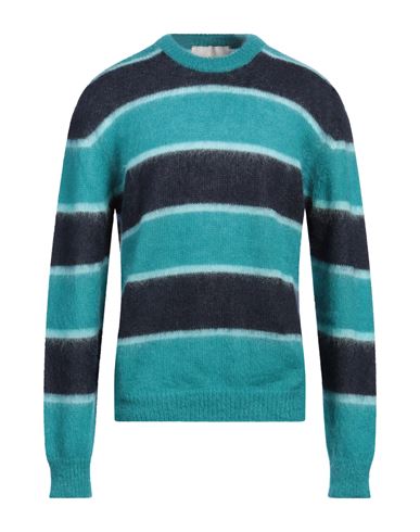 Amaranto Man Sweater Turquoise Size Xl Mohair Wool, Polyamide, Wool