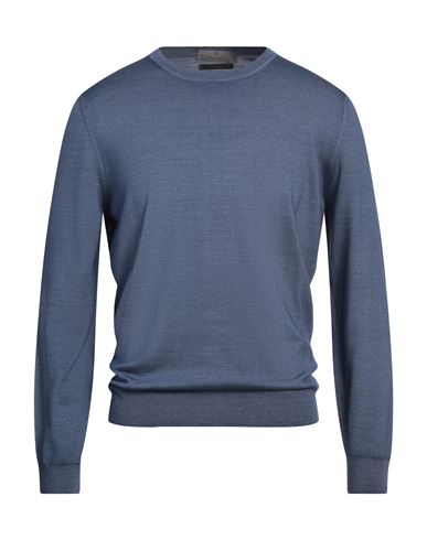 Canali Man Sweater Slate Blue Size 40 Wool, Silk