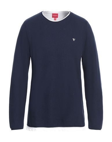 Guess Man Sweater Midnight Blue Size Xs Cotton