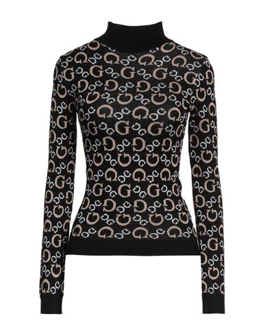 GUESS GUESS WOMAN TURTLENECK BLACK SIZE L VISCOSE, POLYESTER 