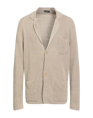 Zanone By Slowear Man Cardigan Beige Size 48 Linen, Cotton In Neutral