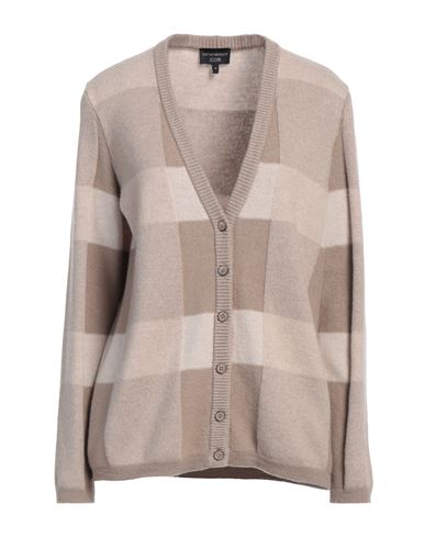 EMPORIO ARMANI EMPORIO ARMANI ICON WOMAN CARDIGAN TAUPE SIZE L VIRGIN WOOL, CASHMERE 