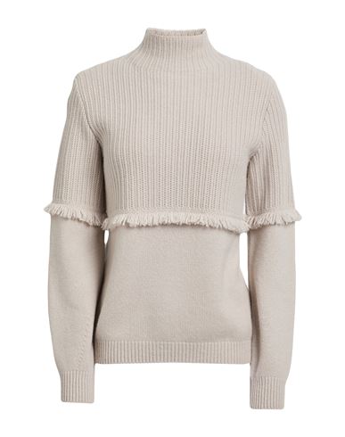 Agnona Woman Turtleneck Beige Size Xl Cashmere, Metal In Neutral