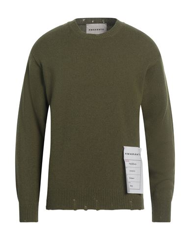AMARANTO AMARANTO MAN SWEATER MILITARY GREEN SIZE M WOOL, CASHMERE 