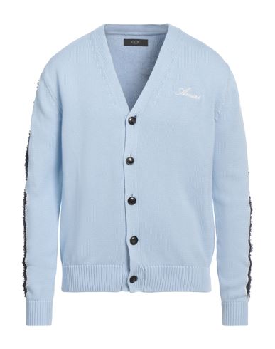 Amiri Man Cardigan Sky Blue Size L Cotton, Polyamide