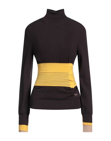 FENDI FENDI WOMAN TURTLENECK DARK PURPLE SIZE 8 WOOL, POLYAMIDE, POLYURETHANE, VISCOSE, POLYESTER 