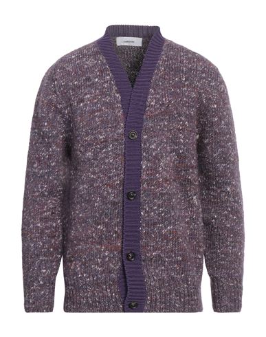 Lardini Man Cardigan Purple Size M Wool, Alpaca Wool, Silk