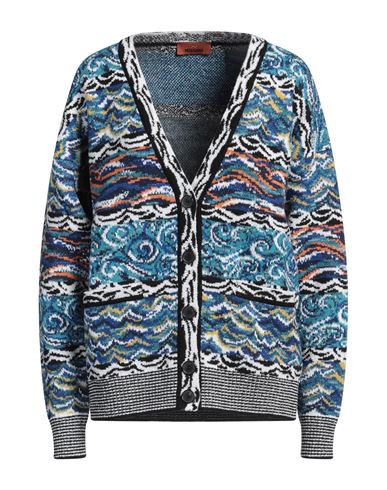 Shop Missoni Woman Cardigan Turquoise Size M Wool, Cotton, Polyamide In Blue