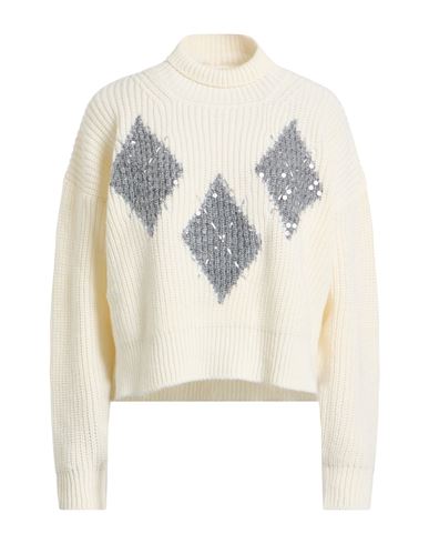 Ermanno Firenze Woman Turtleneck Ivory Size 4 Polyester, Polyamide, Acrylic In Neutral