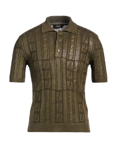 Fendi Man Sweater Military Green Size 40 Polyurethane, Wool, Polyester