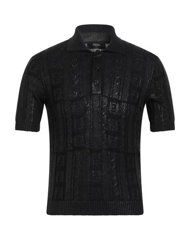 Fendi Black Wool Polo Shirt In Black