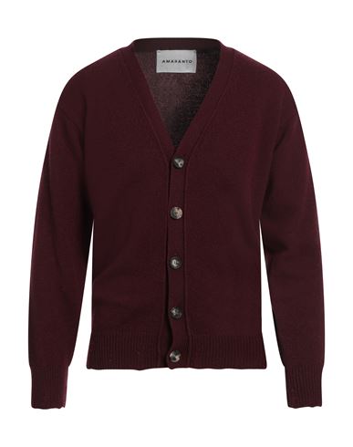 AMARANTO AMARANTO MAN CARDIGAN BURGUNDY SIZE S WOOL, CASHMERE 