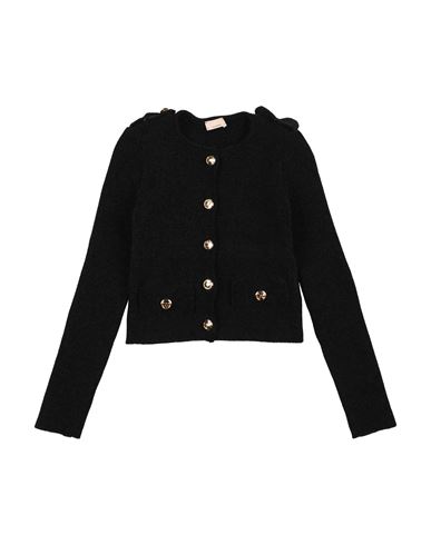 Elisabetta Franchi La Mia Bambina Toddler Girl Cardigan Black Size 4 Polyester In Black
