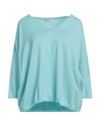 Be You By Geraldine Alasio Woman Sweater Turquoise Size S Cotton, Cashmere