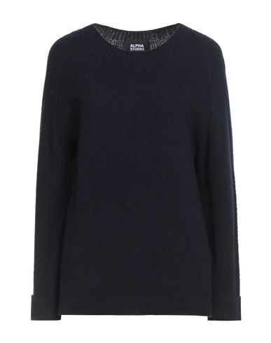 Alpha Studio Woman Sweater Midnight Blue Size 14 Wool, Viscose, Polyamide, Cashmere In Black