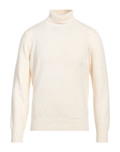 Doriani Man Turtleneck Ivory Size 46 Virgin Wool, Cashmere, Silk